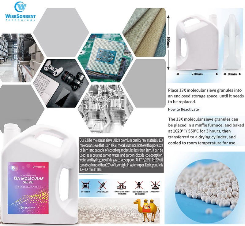 Wisesorb 13X Molecular Sieve Desiccant Beads, 6 LBS Reusable Dessicant Dehumidifiers Desiccant Moisture Absorber - Image 5